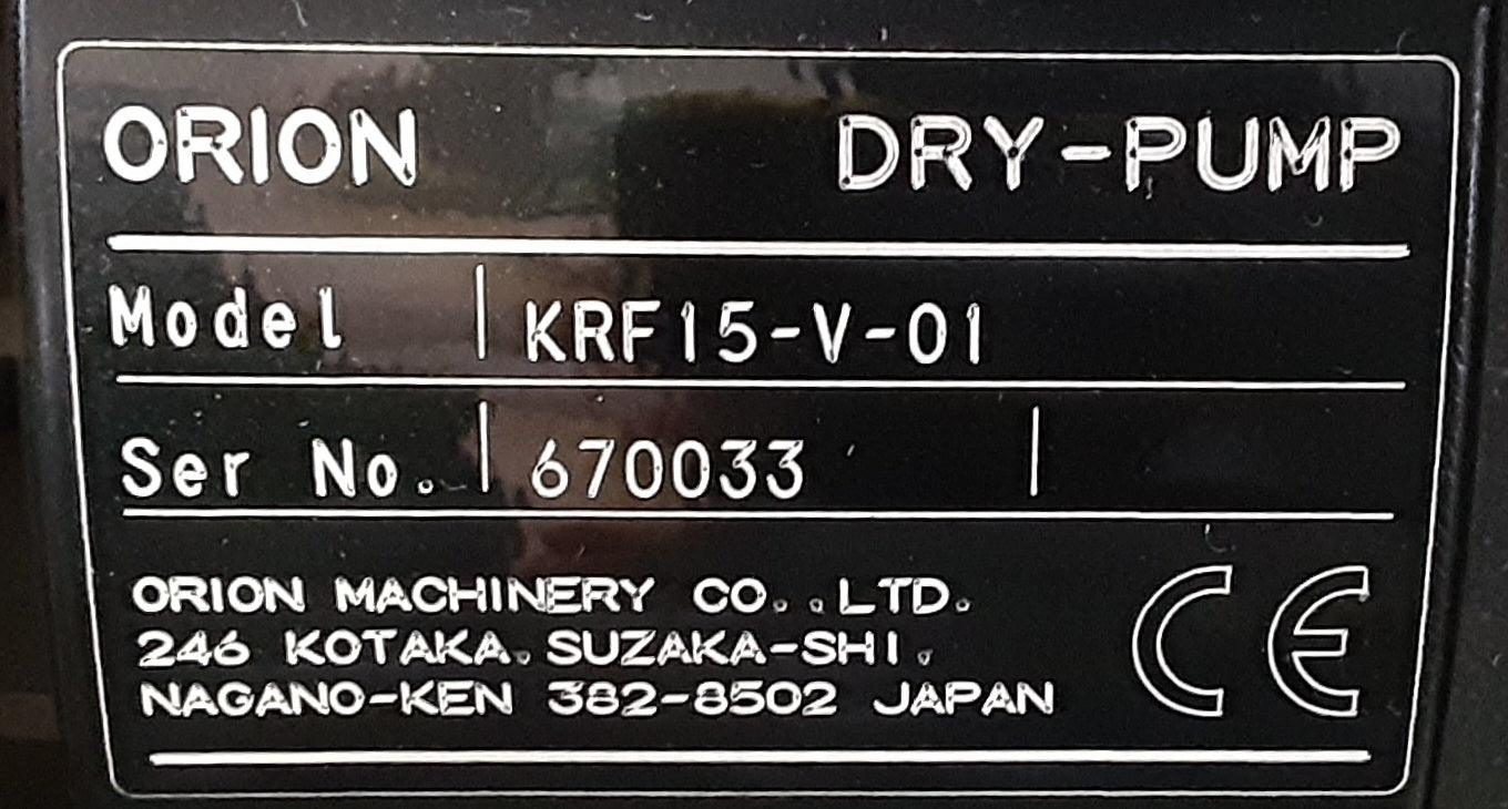 中古 オリオン製 標準型KRFシリーズ KRF-15-V-01 ドライポンプ(真空ポンプ)